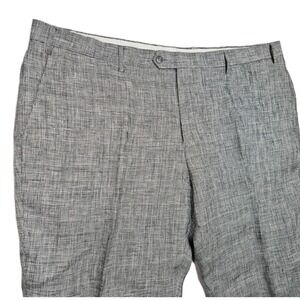 Paul Frederick Pants Mens 44x29 100% Linen Houndstooth Plaid Prince Of Wales